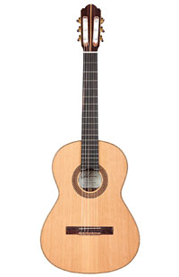 Kremona 90 Year Anniversary, classical guitar with solid cedar top and back and sides made of solid Pau Ferro, back view