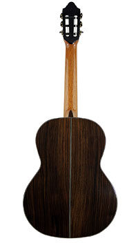 Kremona Romida, classical guitar with solid spruce top and back and sides made of solid rosewood, back view