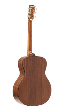 Crafter Lite G16, satin finished acoustic guitar in Grand Auditorium shape with solid spruce top and mahogany back and sides, back view