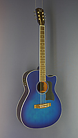 James Neligan Westerngitarre Mini-Jumbo-Form, Fichte, Mahagoni, blau lackiert, Pickup, Cutaway